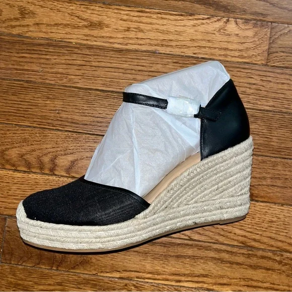 Naturalizer Black Leather Bianca Woven Wedge Sandals Women’s Size 11 - Picture 5 of 9